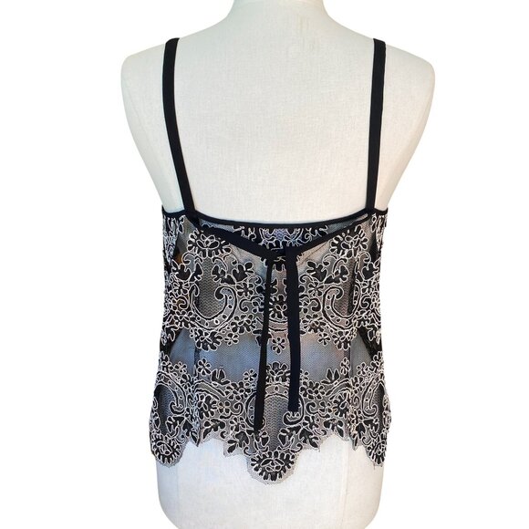Babaton Aritzia Sheer Mesh Floral Lace Cami Tank Whimsigoth Dark Fairy Sexy Sz M - Picture 10 of 15